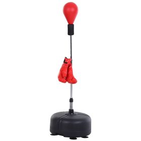 Soozier Punching Bag Free Standing w Boxing Gloves Height Adjustable Red