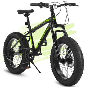 S20109 Kids' Bike 20 Inch Wheels Fat Tire Bike, 4" Wide Fat Tire Snow Mountain Bike Ages 8-12 Year Old, Steel Frame
