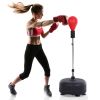 Soozier Punching Bag Free Standing w Boxing Gloves Height Adjustable Red
