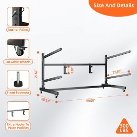 Kayak Storage Rack, Widen & Lengthen Freestanding Kayak Stand With Wheels, Heavy Duty Kayak Holder, Adjustable Canoes And Surfboards Bracket For (Option: 2Layers)