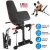 Adjustable Weight Bench with Preacher Curl Pad Resistance Bands Leg Extension Foldable Strength Training Workout Bench for Home Gym Full Body Exercise