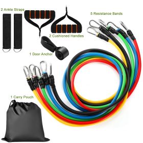11Pcs Resistance Bands Set Fitness Workout Tubes Exercise Tube Bands Up to 100lbs w/ Door Anchor Handles Ankle Straps for Physical Training Yoga Pilat (Option: )