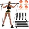 Pilates Bar Kit w/ 4 Resistance Bands Toning Bar Yoga Pilates Stick Fitness Bar 3-Section Portable Home Workout Equipment w/ Foot Loop For Total Body