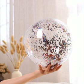 Inflatable Beach Ball; 16/24 In Pool Toys Balls; Giant Confetti Glitters Inflatable Clear Water Ball; Swimming Pool Water Beach Toys Outdoor; Summer B (Color: Multicolor, size: 30cm/16in)