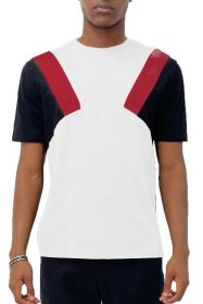 COLOR BLOCK SHORT SLEEVE TSHIRT (Color: WHITE RED BLACK, size: S)