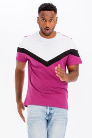 COLOR BLOCK TSHIRT (Color: fuchsia/black, size: L)
