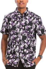 Hawaiian Print Button Down Shirt (Color: MULTI, size: 3XL)