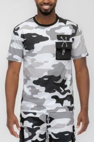 Weiv Full Camo Short Sleeve TShirt (Color: Grey, size: L)