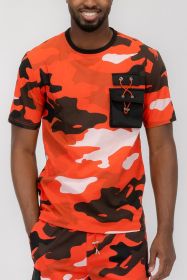 Weiv Full Camo Short Sleeve TShirt (Color: Red, size: XL)