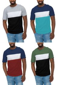 COLOR BLOCK SHORT SLEEVE TSHIRT (Color: NAVY TEAL, size: 2XL)