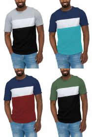 COLOR BLOCK SHORT SLEEVE TSHIRT (Color: NAVY TEAL, size: M)