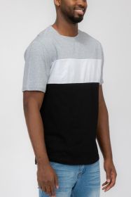 COLOR BLOCK SHORT SLEEVE TSHIRT (Color: OLIVE BLACK, size: M)