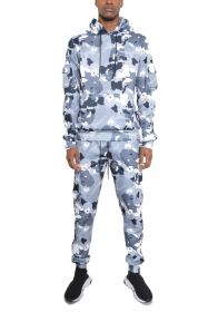FULL CAMO HOODIE COTTON SWEAT SET (Color: Gray, size: M)