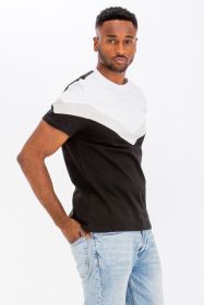 COLOR BLOCK TSHIRT (Color: BLACK GREY, size: 2XL)