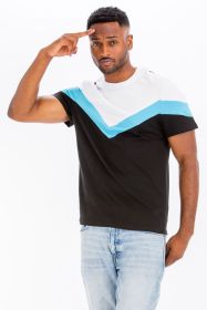 COLOR BLOCK TSHIRT (Color: BLACK BLUE, size: M)