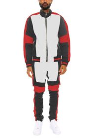 COLOR BLOCK TRACK SET (Color: BLACK RED, size: 2XL)