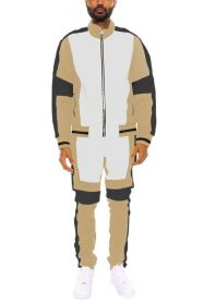 COLOR BLOCK TRACK SET (Color: KHAKI/BLACK, size: 3XL)
