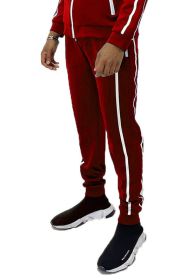 Mens Active Wear Running Track Pant Joggers (Color: Red, size: 2XL)