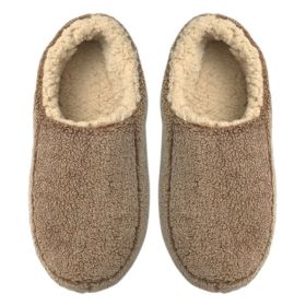Sherpa Tan - Men's Cozy Sherpa House Slippers (Color: Black, size: L)