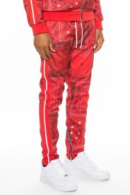 Weiv Paisley Bandana Print Track Pants (Color: Red, size: XL)