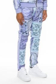 Weiv Paisley Bandana Print Track Pants (Color: Lavender, size: S)