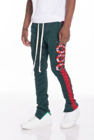 Snake Patched Track Pants (Color: Green, size: L)