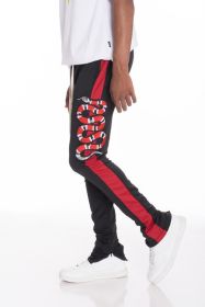 Snake Patched Track Pants (Color: Black, size: L)