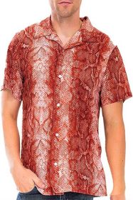 Red Snake Button Down Shirt (Color: Red, size: 2XL)