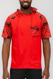 SHORT SLEEV CAMO COLOR BLOCK (Color: RED CAMO, size: XL)