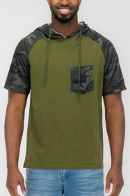 SHORT SLEEV CAMO COLOR BLOCK (Color: OLIVE CAMO, size: XL)