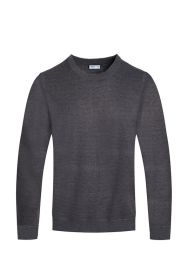 SOLID COLOR ROUND NECK SWEATER (Color: Charcoal, size: L)