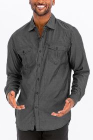 Weiv Men's Casual Long Sleeve Shirts (Color: Black, size: M)