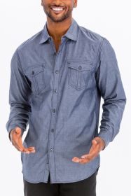 Weiv Men's Casual Long Sleeve Shirts (Color: Blue, size: 3XL)