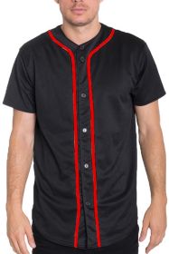 Solid Baseball TShirt Jersey (Color: BLACK RED, size: M)