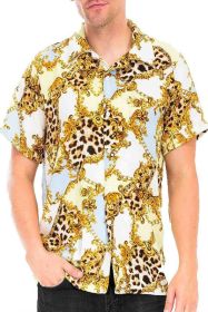 Leopard Cheetah Button Down Shirt (Color: White, size: M)