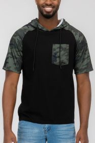 SHORT SLEEV CAMO COLOR BLOCK (Color: GREEN CAMO, size: XL)
