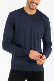 SOLID COLOR ROUND NECK SWEATER (Color: Heather grey, size: S)
