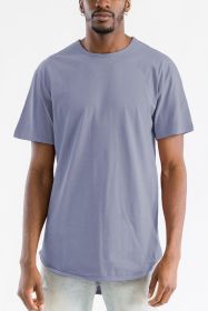 Extended Scallop Round Neck Tshirt (Color: RAISIN, size: XL)