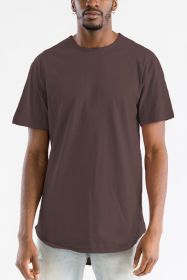 Extended Scallop Round Neck Tshirt (Color: CAPPUCHINO, size: M)