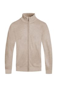 Weiv Mens Solid Full Zip Sweater (Color: Khaki, size: L)