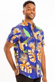 Weiv Mens Print Hawaiian Button Down Shirt (Color: MULTI, size: XL)