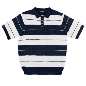 Charlie Brown Shirt Short Sleeve Polo (Color: NAVY WHITE, size: 4XL)