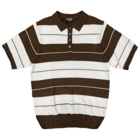 Charlie Brown Shirt Short Sleeve Polo (Color: BROWN WHITE, size: S)