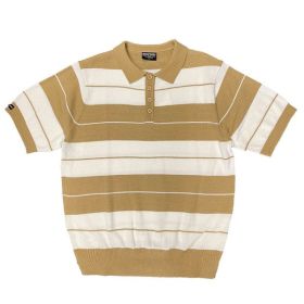 Charlie Brown Shirt Short Sleeve Polo (Color: KHAKI WHITE, size: S)