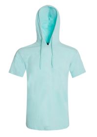 Lightweight Short Sleeves Hoodie (Color: Turquoise, size: M)