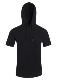 Lightweight Short Sleeves Hoodie (Color: Black, size: M)