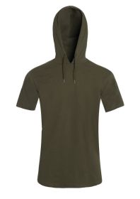 Lightweight Short Sleeves Hoodie (Color: OLIVE, size: 2XL)