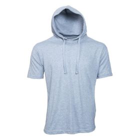 Lightweight Short Sleeves Hoodie (Color: Heather grey, size: S)