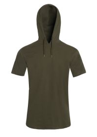 Lightweight Short Sleeves Hoodie (Color: OLIVE, size: M)