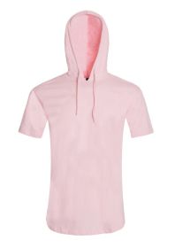 Lightweight Short Sleeves Hoodie (Color: Rose Water, size: M)
